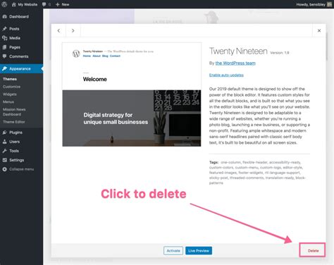 how to remove themes in wordpress