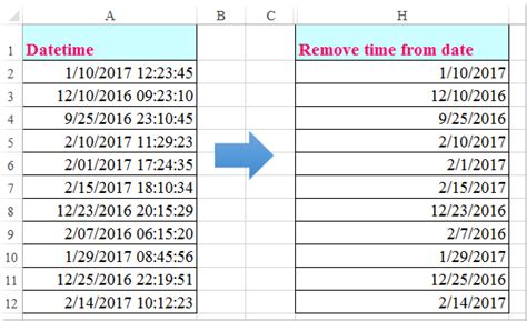 how to remove time from date and time in excel