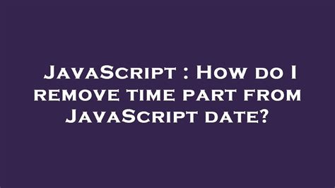 How To Remove Time Part From Date In Java