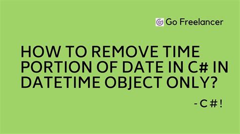 How To Remove Time Part In Datetime C