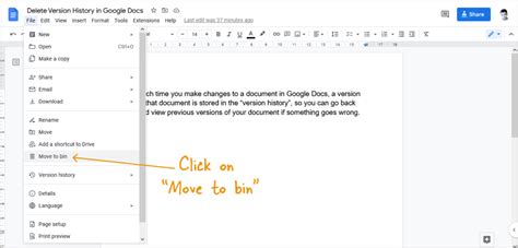 how to remove version history on google docs