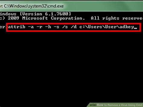 how to remove virus using cmd attrib