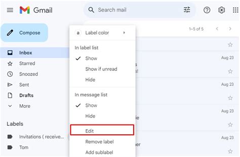 how to rename a label in gmail
