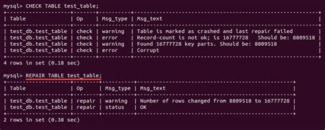 How To Repair A Table In Mysql