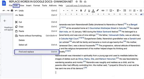 how to replace words in docs