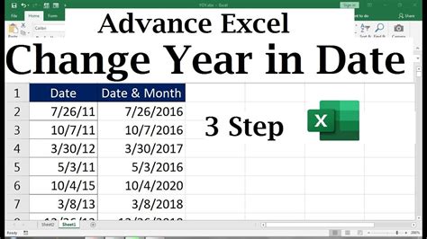 how to replace year in excel
