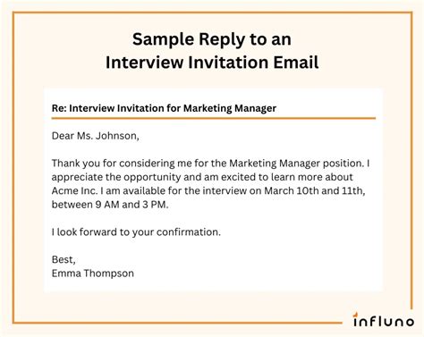 Reply To Interview Invitation Email Sample Template Business