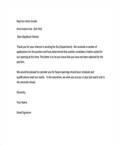 how to reply rejection email from client sample