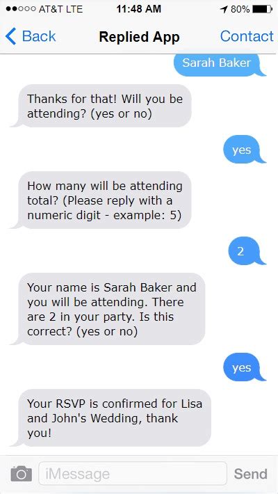 how to reply to rsvp confirmation by text example