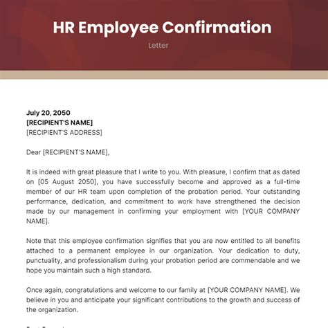 how to request a confirmation letter from hr