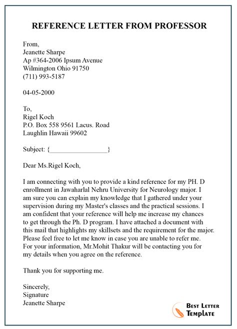 how to request a reference letter example