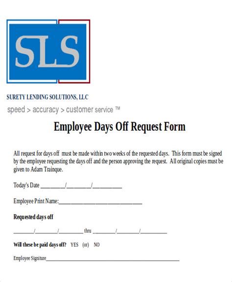 how to request for days off from work