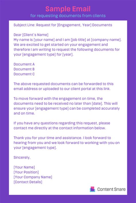 how to request for documents in email sample