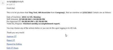 how to request overtime approval email to manager