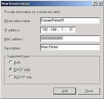 how to reserve ip address in dhcp