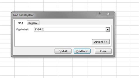 how to reset control f in excel
