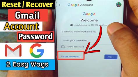 how to reset gmail account password if forgotten