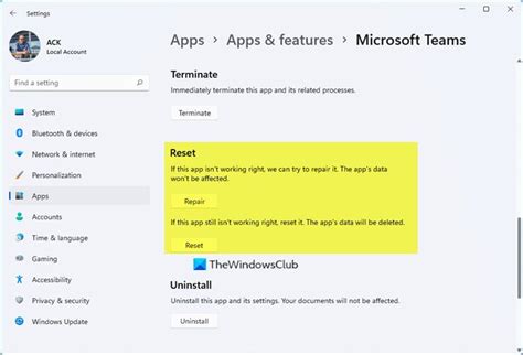 how to reset microsoft teams app on mac