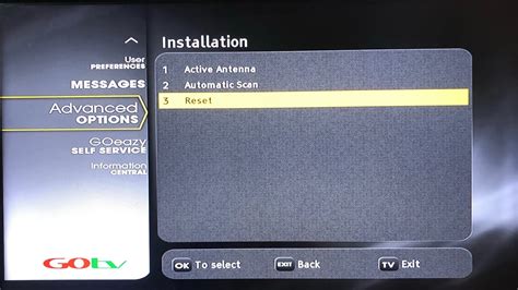how to reset my gotv decoder without remote