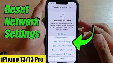 how to reset network setting on iphone 13