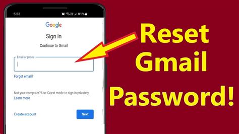 how to reset the password in gmail without security question