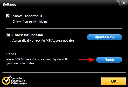 How To Reset Vip Access