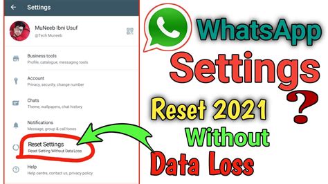 how to reset whatsapp