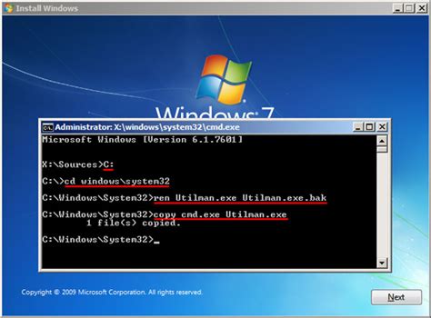 how to reset windows 7 password using command prompt