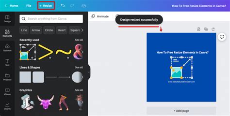 how to resize all elements in canva