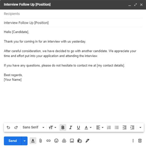 how to respond to candidate email after interview