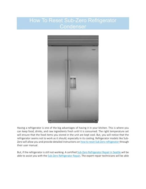 How To Restart A Sub-Zero Refrigerator