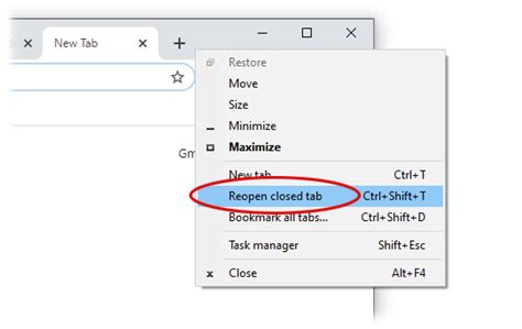 how to restore closed tabs in chrome shortcut