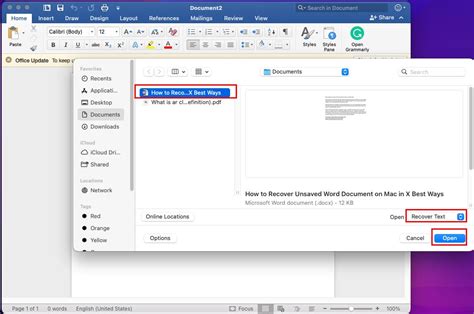 how to restore document in word on mac