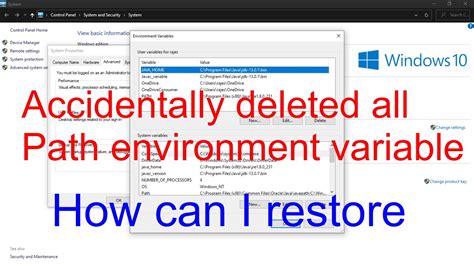 how to restore path environment variable