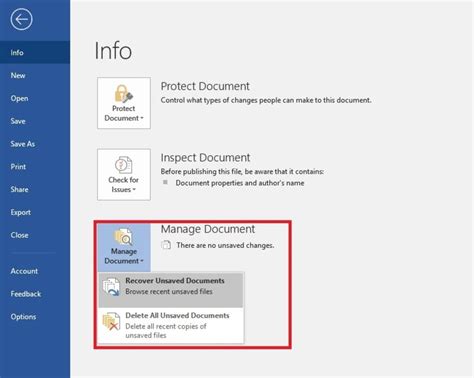how to restore unsaved document in word
