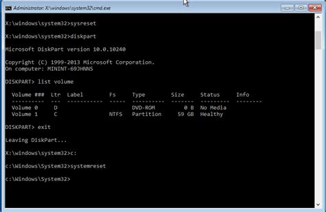how to restore windows 10 using command prompt