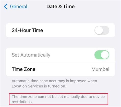 how to restrict changing date and time on iphone