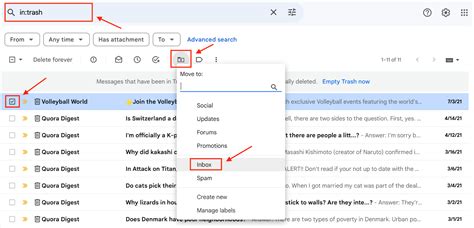 how to retrieve email from gmail bin