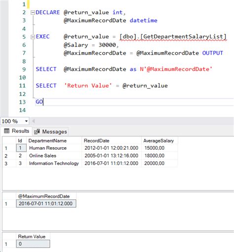 How To Return A Table In Sql Server Stored Procedure