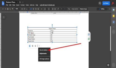 how to rotate a table in google docs