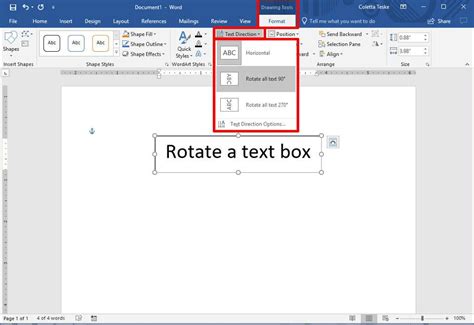 how to rotate a text box