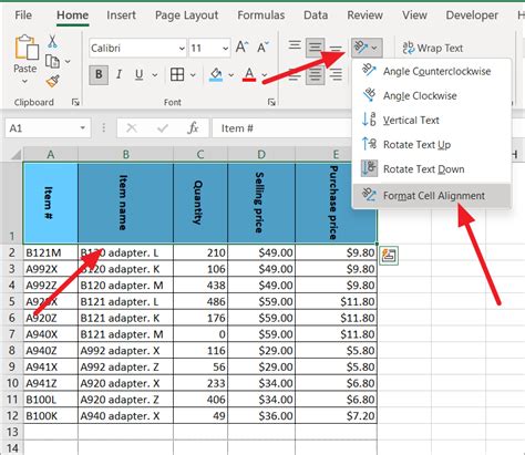 how to rotate text 360 degrees in excel