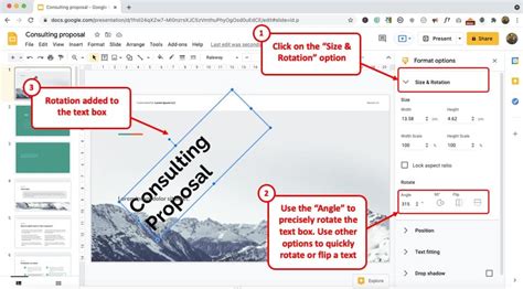 how to rotate text box in google slides