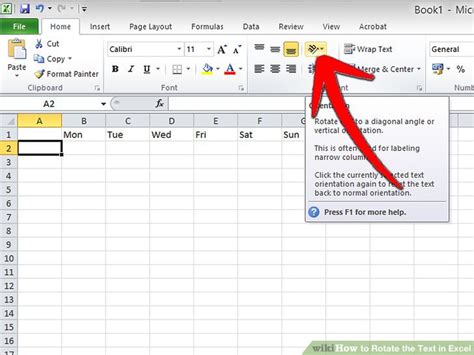 how to rotate text in excel cell