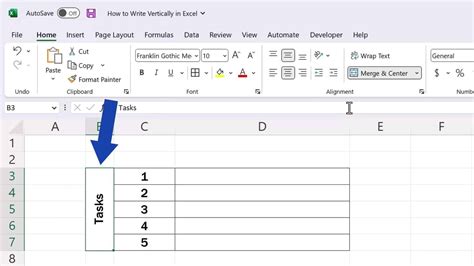 how to rotate text vertically in numbers