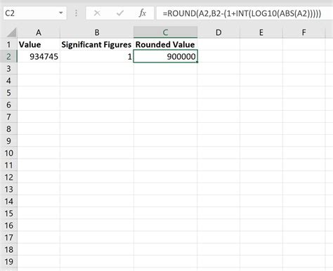how to round to 1 significant figure in excel