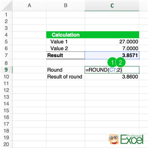 how to round values in excel