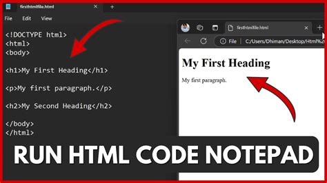 how to run a notepad html
