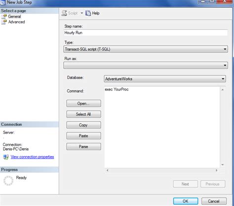 how to run a stored procedure in sql server every hour