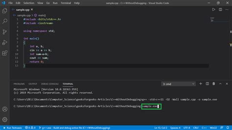 how to run ac program in vscode terminal